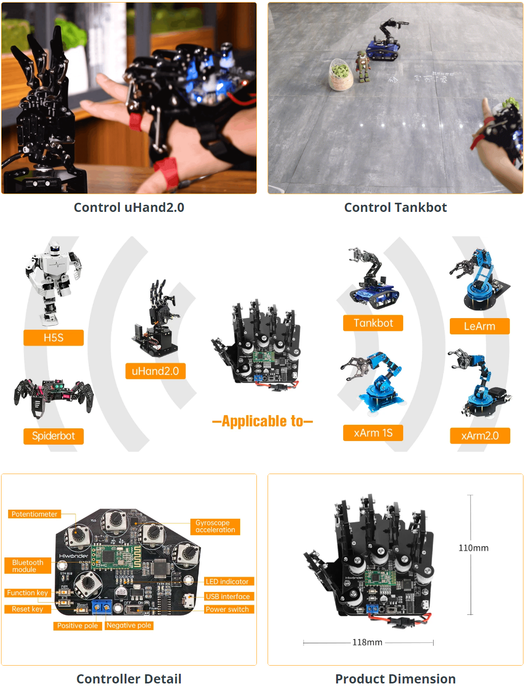 Wireless Somatosensory Glove for Robot Control