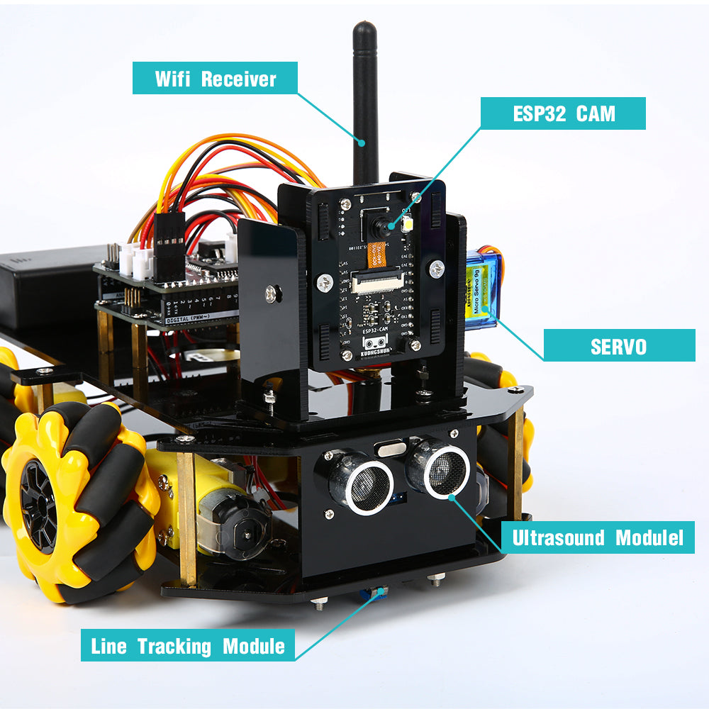 Programmable ESP32-CAM Robot Car Kit